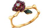 Золотое кольцо SOKOLOV 4010620_s c бриллиантом, изумрудом, рубином