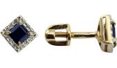 Золотые серьги-пусеты Vesna 4027-151-04-00 с сапфирами, бриллиантами