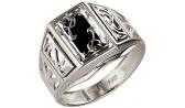 Мужская серебряная печатка перстень Караваевская Ювелирная Фабрика 51-0029-s с ониксом