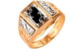 Мужская золотая печатка перстень Караваевская Ювелирная Фабрика 51-0029 с ониксом