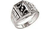 Мужская серебряная печатка перстень Караваевская Ювелирная Фабрика 51-0030-s с ониксом