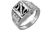 Мужская серебряная печатка перстень Караваевская Ювелирная Фабрика 51-0032-s с ониксом, цирконием