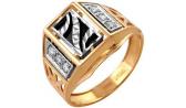 Мужская золотая печатка перстень Караваевская Ювелирная Фабрика 51-0032 с ониксом, цирконием