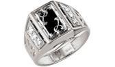 Мужская серебряная печатка перстень Караваевская Ювелирная Фабрика 51-0033-s с ониксом, цирконием