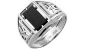 Мужская серебряная печатка перстень Караваевская Ювелирная Фабрика 51-0034-s с ониксом