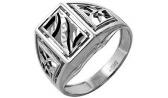 Мужская серебряная печатка перстень Караваевская Ювелирная Фабрика 51-0036-s с ониксом