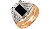 Мужская золотая печатка перстень Караваевская Ювелирная Фабрика 51-0046 с ониксом