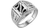 Мужская серебряная печатка перстень Караваевская Ювелирная Фабрика 51-0051-s с ониксом, цирконием