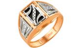 Мужская золотая печатка перстень Караваевская Ювелирная Фабрика 51-0051 с ониксом, цирконием