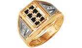 Мужская золотая печатка перстень Караваевская Ювелирная Фабрика 51-0059 с ониксом, цирконием