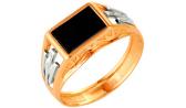 Мужская золотая печатка перстень Караваевская Ювелирная Фабрика 51-0074 с ониксом