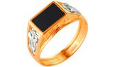 Мужская золотая печатка перстень Караваевская Ювелирная Фабрика 51-0076 с ониксом