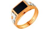 Мужская золотая печатка перстень Караваевская Ювелирная Фабрика 51-0078 с ониксом