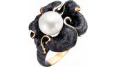 Серебряное кольцо De Fleur 51255A1M с эмалью с жемчугом