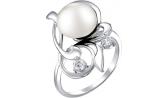 Серебряное кольцо De Fleur 51278S1 с жемчугом, фианитами