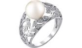 Серебряное кольцо De Fleur 51335S1 с жемчугом, фианитами