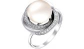 Серебряное кольцо De Fleur 51381S1 с жемчугом, фианитами