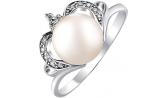 Серебряное кольцо De Fleur 51532S1 с жемчугом, фианитами