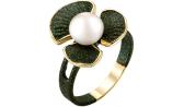Серебряное кольцо De Fleur 51821Y1Z с эмалью с жемчугом