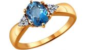 Золотое кольцо SOKOLOV 6014039_s с топазом, бриллиантами