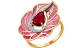 Золотое кольцо SOKOLOV 6019010_s с эмалью, рубином, бриллиантами