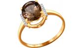 Женское золотое кольцо SOKOLOV 713790_s с раухтопазом, фианитами