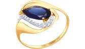Женское золотое кольцо SOKOLOV 714689_s с корундом, фианитами