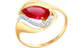 Женское золотое кольцо SOKOLOV 714706_s с корундом, фианитами