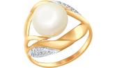 Золотое кольцо SOKOLOV 791012_s с жемчугом, фианитами