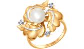 Золотое кольцо SOKOLOV 8010054_s с жемчугом, бриллиантами