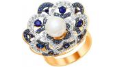 Золотое кольцо SOKOLOV 8010056_s с жемчугом, бриллиантами, корундами