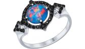 Серебряное кольцо SOKOLOV 83010001_s с искусственным опалом, фианитами