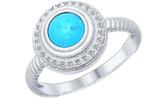 Серебряное кольцо СОКОЛОВ 83010033_s с искусственной бирюзой, фианитами