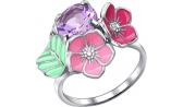 Серебряное кольцо SOKOLOV 92010475_s с эмалью с аметистом