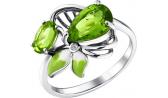 Женское серебряное кольцо SOKOLOV 92010496_s с эмалью с хризолитами, фианитом