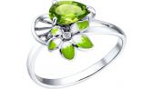Серебряное кольцо SOKOLOV 92010514_s с эмалью с хризолитами, фианитами