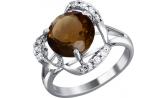 Серебряное кольцо SOKOLOV 92010547_s с раухтопазом, фианитами