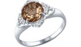Серебряное кольцо SOKOLOV 92011024_s с раухтопазом, фианитами