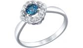 Серебряное кольцо SOKOLOV 92011387_s с топазом London Blue, фианитами