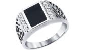 Мужская серебряная печатка перстень SOKOLOV 94010713_s с эмалью с фианитами