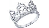 Серебряное кольцо корона SOKOLOV 94011217_s с фианитами