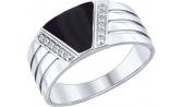 Мужское серебряное кольцо SOKOLOV 94012005_s с эмалью с фианитами