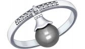 Серебряное кольцо SOKOLOV 94012030_s с жемчугом, фианитами