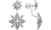 Серебряные двухсторонние сережки звезды SOKOLOV 94022168_s с фианитами