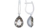 Серебряные сережки с черным камнем Swarovski SOKOLOV 94022222_s