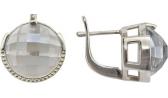 Серебряные серьги круглые Митра Ювелир E-1040-BMQ с топазами, фианитами