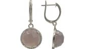Серебряные серьги круглые Митра Ювелир E-1137-PO с агатами, фианитами