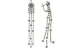 Серебряные длинные серьги Митра Ювелир E-1262-LT-NLL с Лондон топазами, нанокристаллами, фианитами