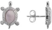 Серебряные серьги-пусеты (гвоздики) Национальное Достояние Ec05056r-nd с цирконами, перламутром