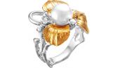 Женское серебряное кольцо Серебро России K-1391001RZ13-52833 с жемчугом, фианитами